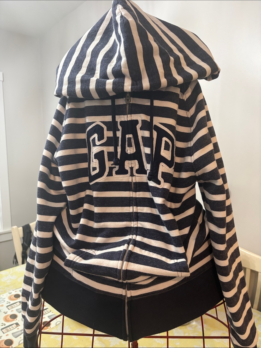 GAP Kids Striped Hoodie Jacket in Navy and Cream